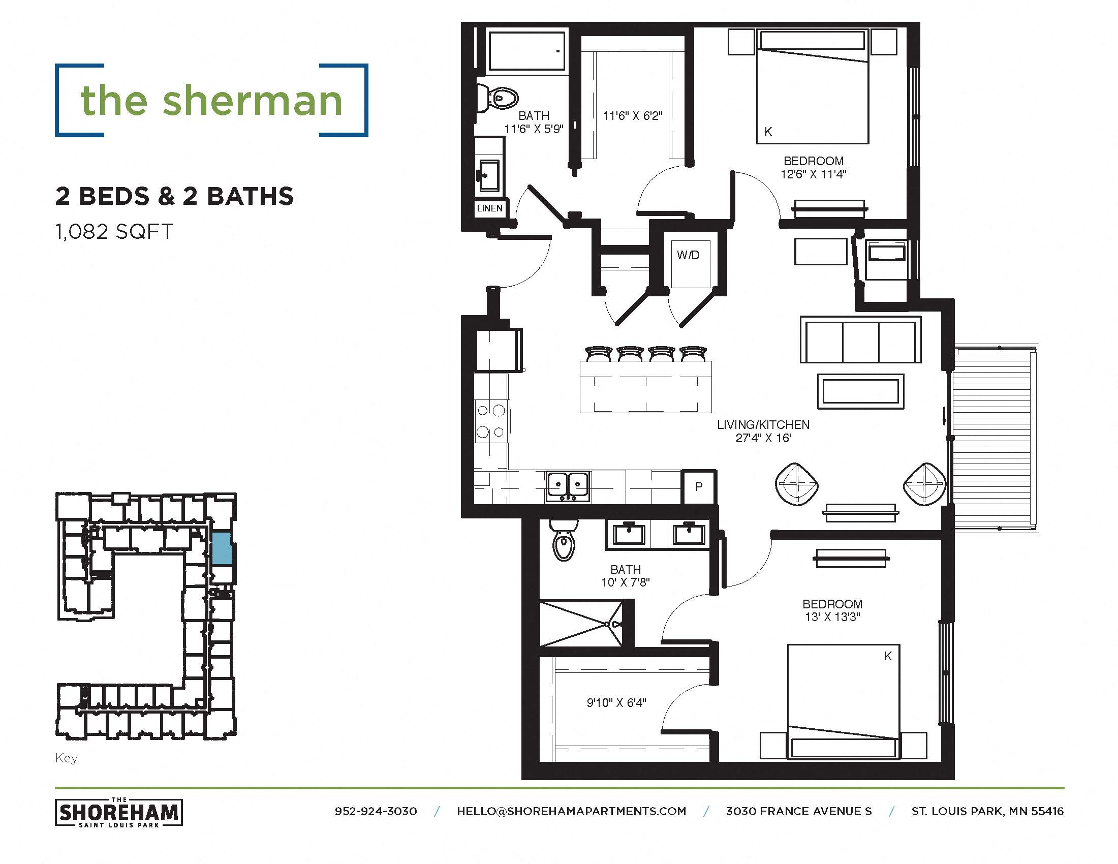 The Sherman Floor plan at The Shoreham, Minnesota, 55416